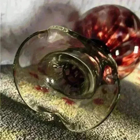 2 Purple Art Glass Pitcher Vases swirls 9” tall - Picture 9 of 13